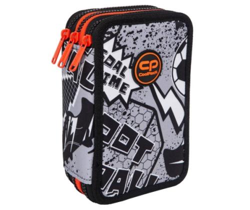 Triple decker pencil case with equipment CoolPack Jumper 3 Grey Ball