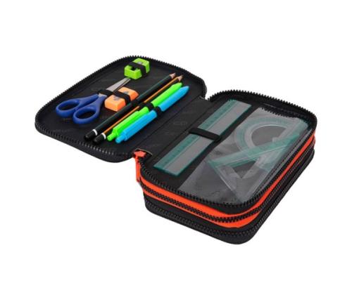 Triple decker pencil case with equipment CoolPack Jumper 3 Grey Ball
