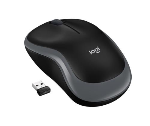 Logitech M185 Wireless Mouse, RF Wireless, 1000 DPI, Black/Grey