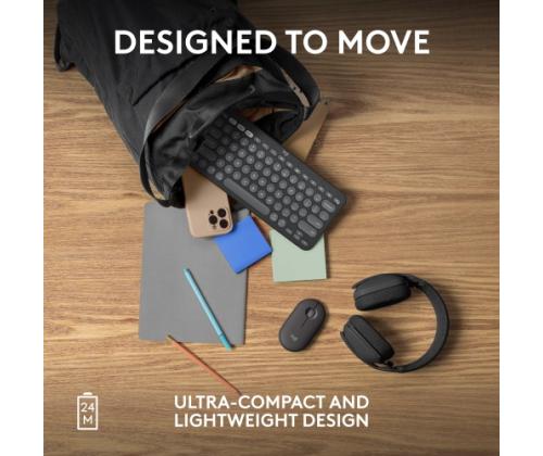 Logitech Pebble 2 M350s Wireless Mouse, RF Wireless + Bluetooth, 4000 DPI, Tonal Graphite