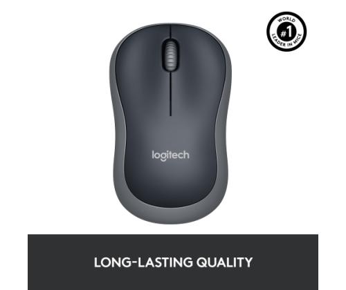 Logitech M185 Wireless Mouse, RF Wireless, 1000 DPI, Black/Grey