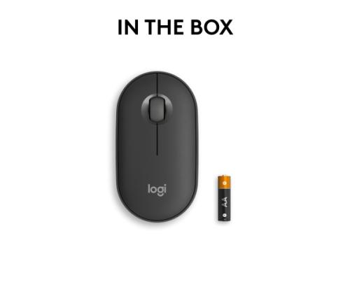 Logitech Pebble 2 M350s Wireless Mouse, RF Wireless + Bluetooth, 4000 DPI, Tonal Graphite