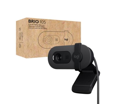 Logitech Brio 105 Business Webcam, 2 MP, FHD 1080p, USB-A, Black