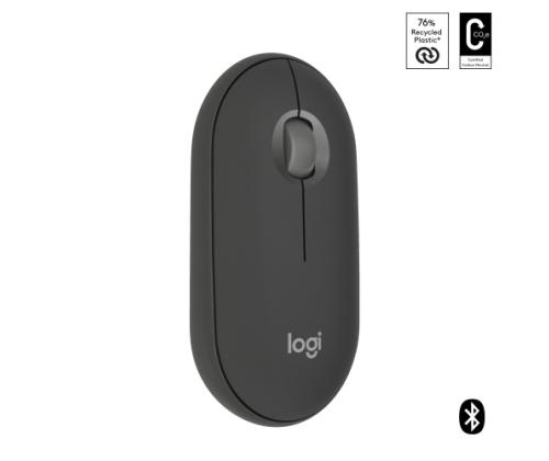 Logitech Pebble 2 M350s Wireless Mouse, RF Wireless + Bluetooth, 4000 DPI, Tonal Graphite