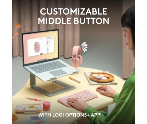 Logitech Pebble 2 M350s Wireless Mouse, RF Wireless + Bluetooth, 4000 DPI, Tonal Graphite