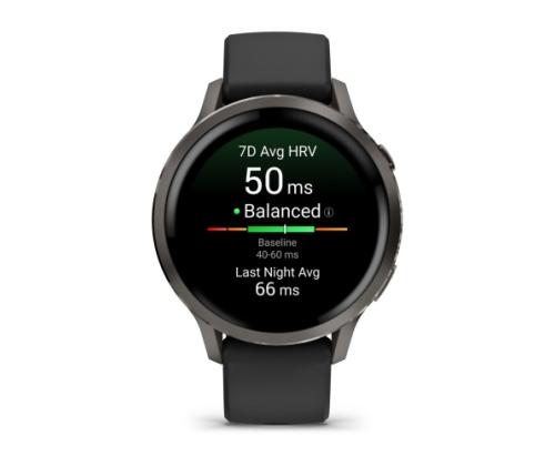 Garmin Venu 4 Smart Watch 41 mm Slate / Black Silicone Band