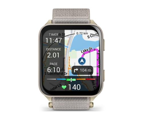 Garmin Venu X1 Smart Watch Soft Gold, Titanium Caseback / French Grey Nylon Band