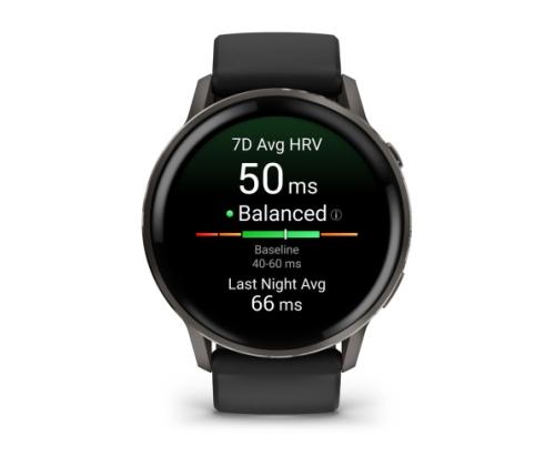 Garmin Venu 4 Smart Watch 45 mm Slate / Black Silicone Band