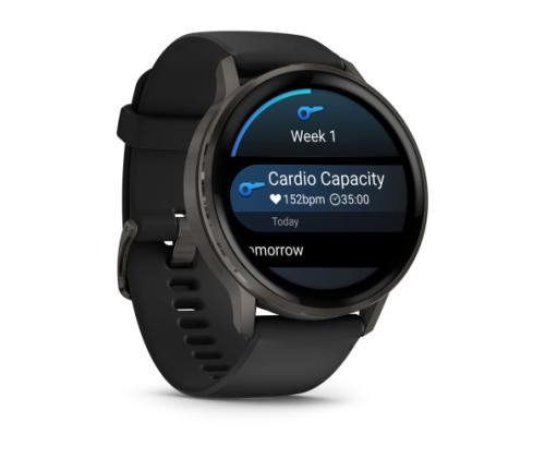 Garmin Venu 4 Smart Watch 45 mm Slate / Black Silicone Band