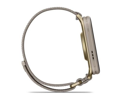 Garmin Venu X1 Smart Watch Soft Gold, Titanium Caseback / French Grey Nylon Band