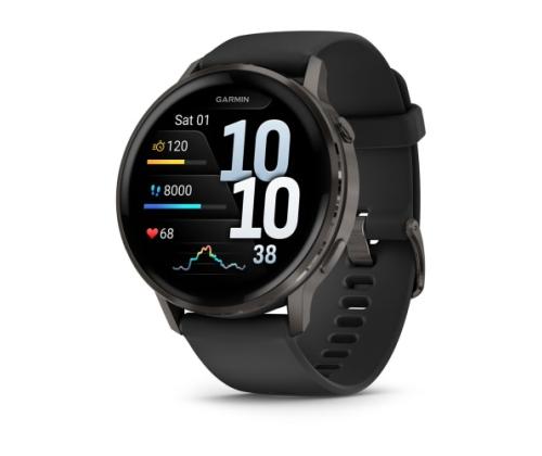 Garmin Venu 4 Smart Watch 45 mm Slate / Black Silicone Band