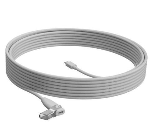 Logitech Rally Mic Pod Extension Cable, 10 m, White