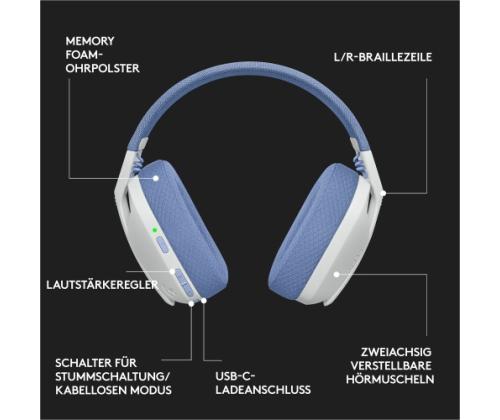 Logitech G435 LIGHTSPEED Wireless Gaming Headset, Bluetooth, Off White and Lilac