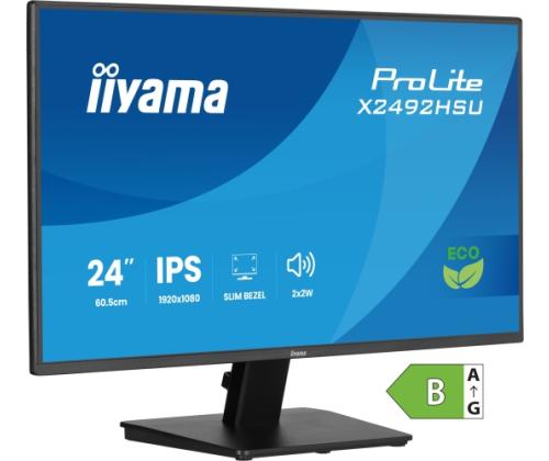 iiyama ProLite X2492HSU-B1 Monitor 24'' IPS, FHD 1920x1080, 3 ms, 300 cd/m2, 120 Hz, Black