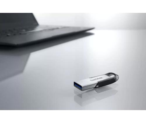 SanDisk Ultra Flair USB Flash Drive 64GB, USB-A 3.0, Black/Silver