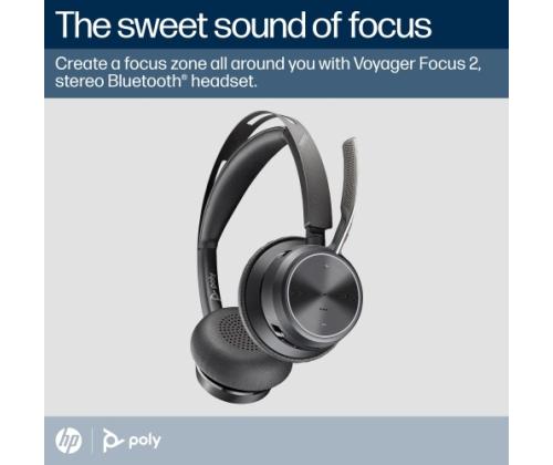 Poly Voyager Focus 2 MS Teams Wireless Headset, Bluetooth, USB-C/A Adapter, Charging stand, Black