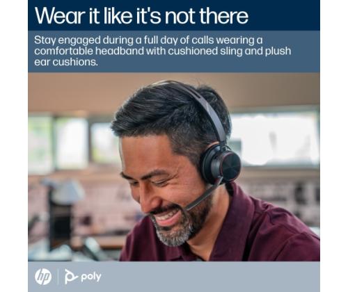 Poly Voyager Focus 2 MS Teams Wireless Headset, Bluetooth, USB-C/A Adapter, Charging stand, Black