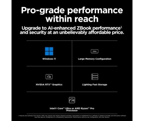 HP ZBook Power G11 Laptop 16'' WQXGA Ultra 7 155H 32GB 1TB SSD RTX 2000 Ada 8GB W11P