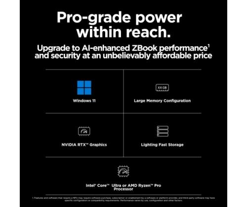 HP ZBook Power G11 Laptop 16'' WQXGA Ultra 7 155H 32GB 1TB SSD RTX 2000 Ada 8GB W11P