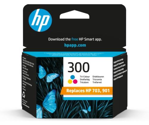 HP 300 (CC643EE) Ink Cartridge, Cyan, Magenta, Yellow
