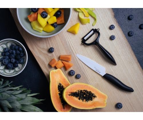 Kyocera FK-110WHCP10NBK Utility Knife &amp; Peeler Set, knife (11 cm blade) and peeler, Black