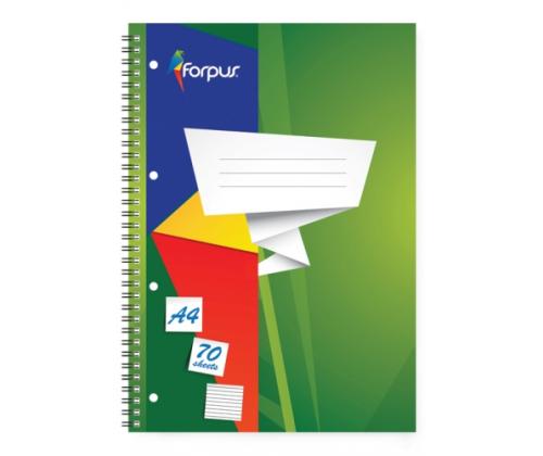 Exercise book with spiral  Forpus, A4/70, lined, soft cover  0722-022