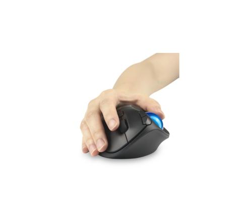 Kensington ProFit Ergo TB450 Trackball Wireless Mouse, RF Wireless + Bluetooth, 1600 DPI, Black/Blue