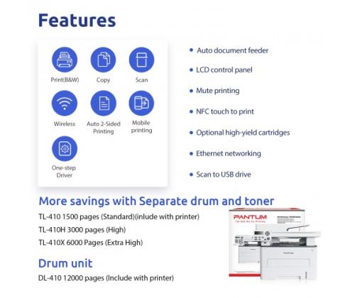 Printer Pantum M7100DW, Monochrome, Laser, Multifunctional, A4