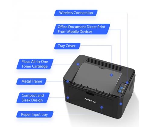 Printer Pantum P2500W, Laser monochrome, A4, Wi-Fi