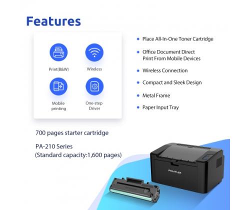Printer Pantum P2500W, Laser monochrome, A4, Wi-Fi