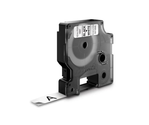 Dymo 16957 (S0718040) D1 Flexible Nylon Tape 12mm x 3.5m, Black on White