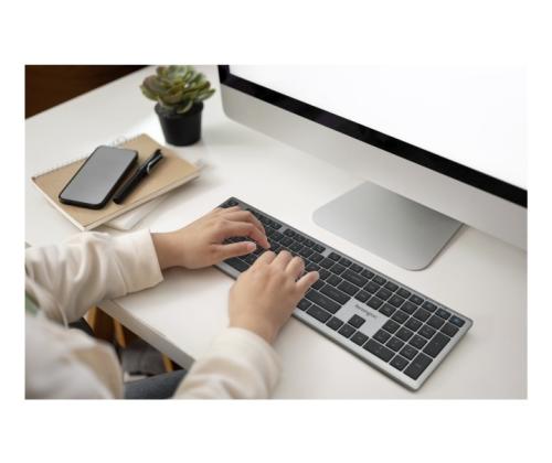 Kensington KB535 EQ Rechargeable Multi-Device Full Size Keyboard RF+BT, US, Space Grey