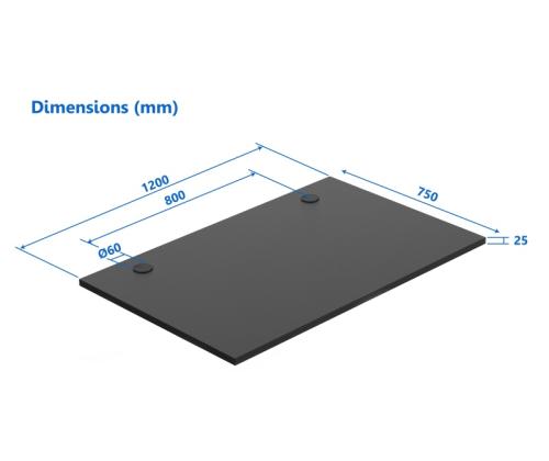 Adjustable Height Table Up Up Bjorn Gray, Table top M Black