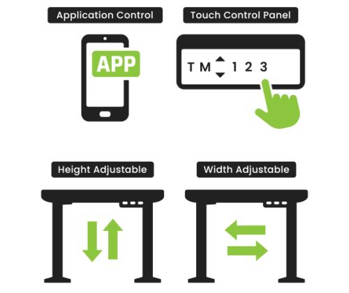 Adjustable Height Table Up Up Thor Black, Table top L Black