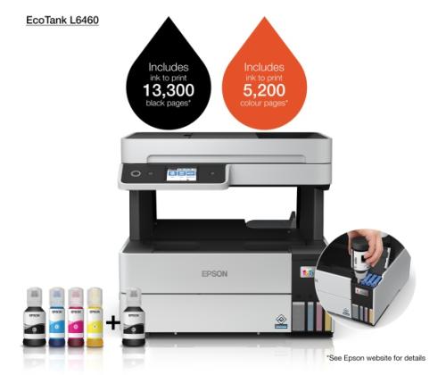 Epson EcoTank L6460 Printer Inkjet Colour MFP A4 37 ppm Wi-Fi Ethernet LAN