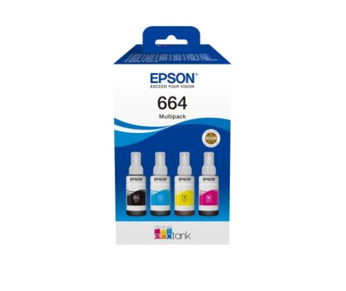 Epson 664 EcoTank (C13T66464A) Ink Cartridge, Black, Cyan, Magenta, Yellow, Multipack 4 colours