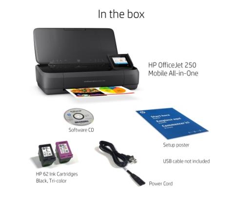 HP OfficeJet 250 Mobile All-in-One Printer Inkjet Colour MFP A4 20 ppm USB Wi-Fi Bluetooth