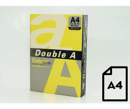 Colour paper Double A, 80g, A4, 500 sheets, Lemon