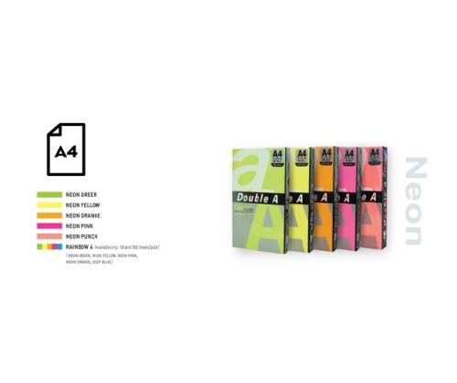 Color Neon paper Double A, 75g, A4, 100 sheets, Rainbow 4, 5 Neon Colors