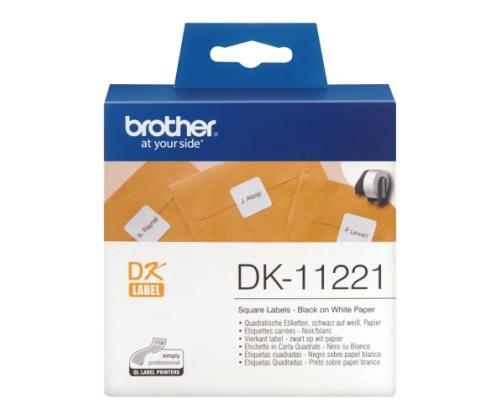 Brother DK-11221 (DK11221) Square Labels, Black on White, 23 mm, 1000 labels per roll