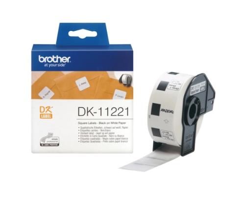 Brother DK-11221 (DK11221) Square Labels, Black on White, 23 mm, 1000 labels per roll