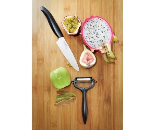 Kyocera FK-110WHCP10NBK Utility Knife &amp; Peeler Set, knife (11 cm blade) and peeler, Black