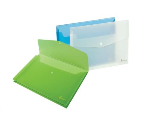 Folder with print Forpus, A4, plastic, with extension, blue, transparent