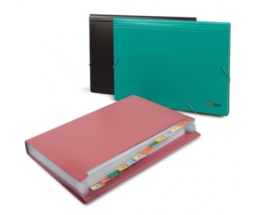 File folder with rubbers Forpus, A4, plastic, black, 12 compartments 0816-024