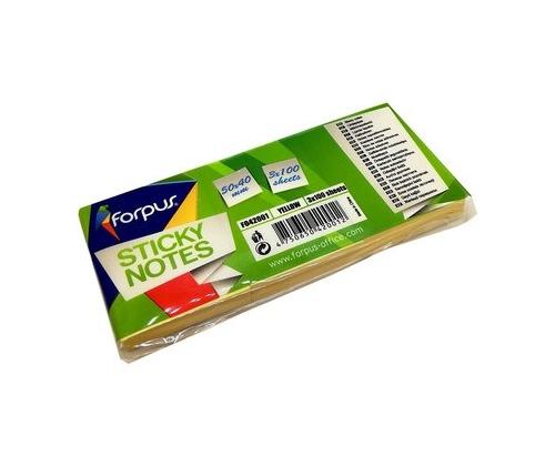 Stiky notes Forpus, 40x50mm, Yellow (3x100)  0717-101