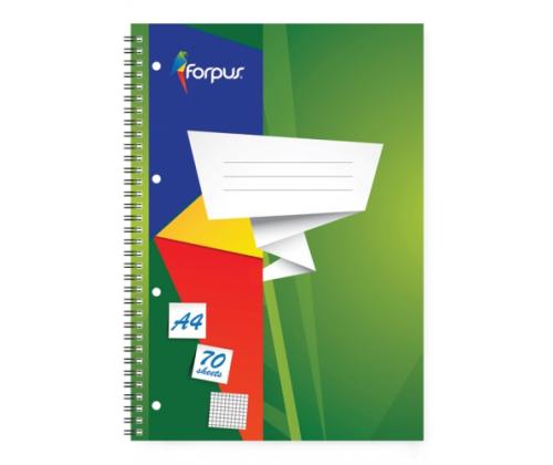 Exercise book with spiral  Forpus, A4/70, Squared, soft cover  0722-003