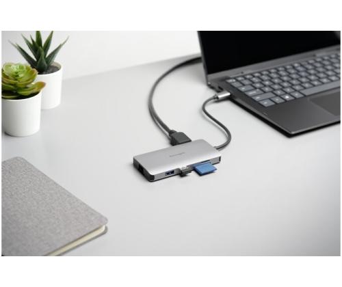 Kensington UH1400P Mobile Hub/Docking Station, 8-in-1 USB-C, Gray