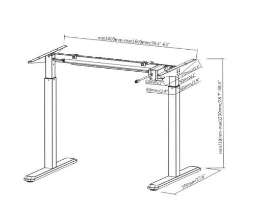 Adjustable Height Table Frame Up Up Bjorn, Black