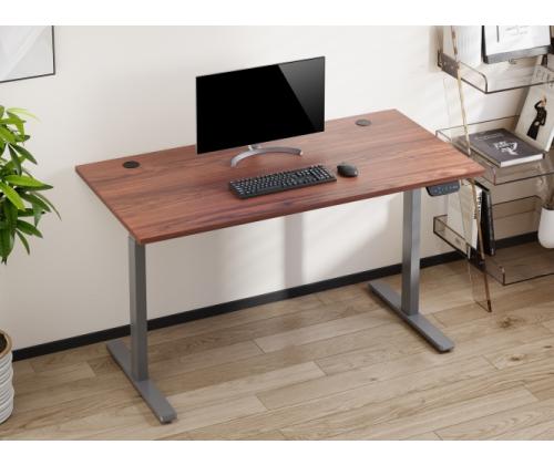 Adjustable Height Table Up Up Bjorn Gray, Table top L Dark Walnut