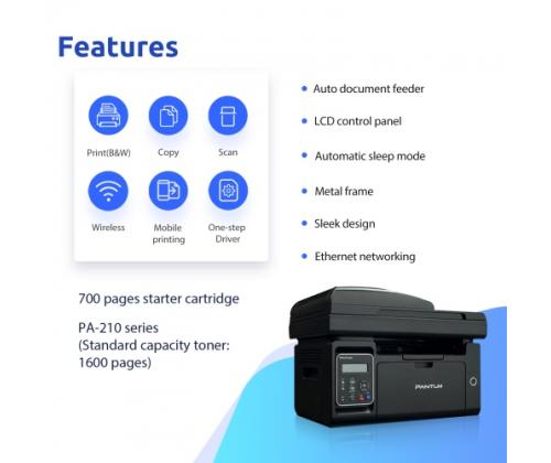 Pantum M6550NW Printer Laser MFP B/W A4 22ppm Wi-Fi USB Ethernet LAN